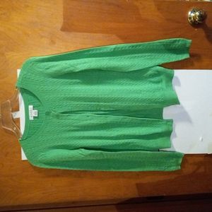Liz Claiborne Kelly Green Cable Knit Cardigan